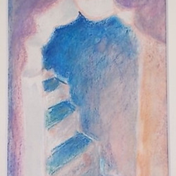 絵画 インテリア 額絵 水彩とクレパスのコラボ画 夢の中 階段 3枚目の画像