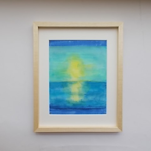 絵画 インテリア 額絵 水彩と色墨のコラボ画 海と空 絵画 susa