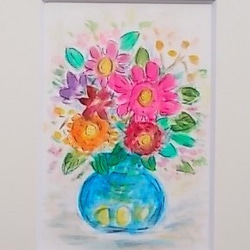 絵画 インテリア 額絵 水彩画 壺と花々 絵画 susa-art 通販