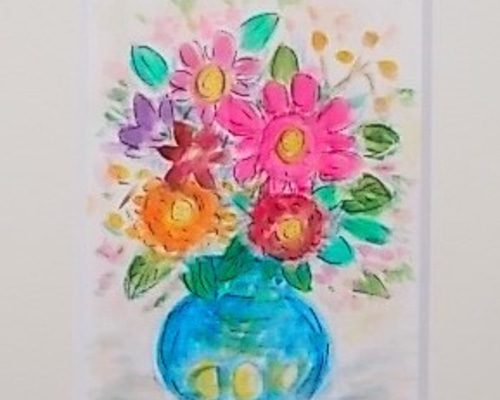 絵画 インテリア 額絵 水彩画 壺と花々 絵画 susa-art 通販
