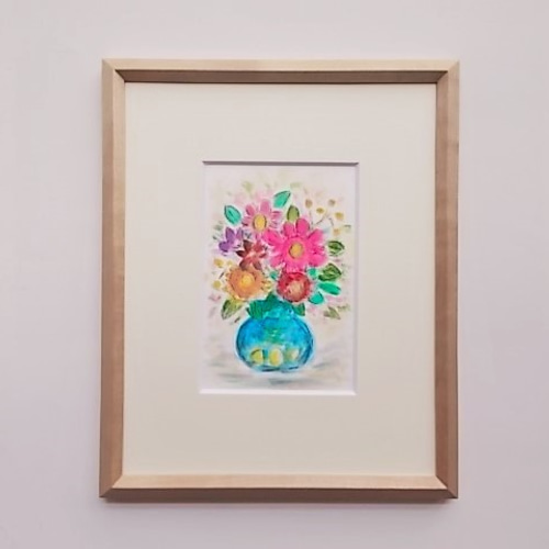 三々サイズソフトパステル水彩画絵画アートインテリア 絵画 インテリア(色とりどりの世界/Lサイズ) 額入り 玄関