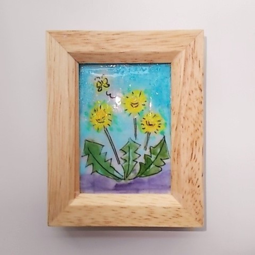 油絵　洋風　美品　高級額付き　手書き　花5 手描き油絵 足立 弘樹 黄色い花 F6 画家本人手描き 絵画 額入り