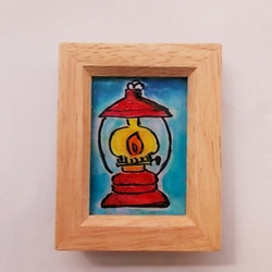 絵画 インテリア 水彩画 ミニ額絵 赤いランプ 2枚目の画像