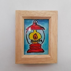 絵画 インテリア 水彩画 ミニ額絵 赤いランプ 3枚目の画像