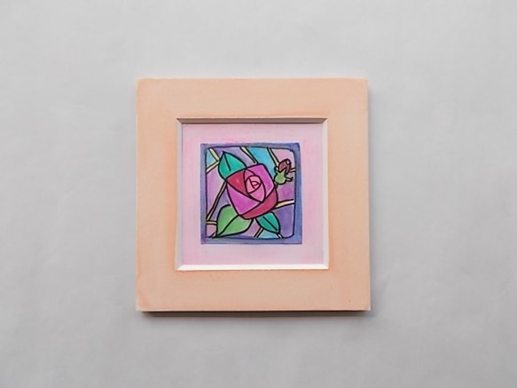 絵画 インテリア 水彩画 額絵 花の絵 ローズ バラ サーモンピンク 2枚目の画像