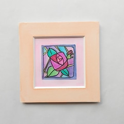 絵画 インテリア 水彩画 額絵 花の絵 ローズ バラ サーモンピンク 3枚目の画像
