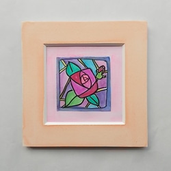 絵画 インテリア 水彩画 額絵 花の絵 ローズ バラ サーモンピンク 4枚目の画像
