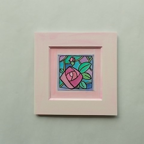 インテリアの絵　 手描き　絵　バラ花　オリジナルアート 絵画 インテリア 水彩画 額絵 花の絵 ローズ バラ PN 絵画 susa-art
