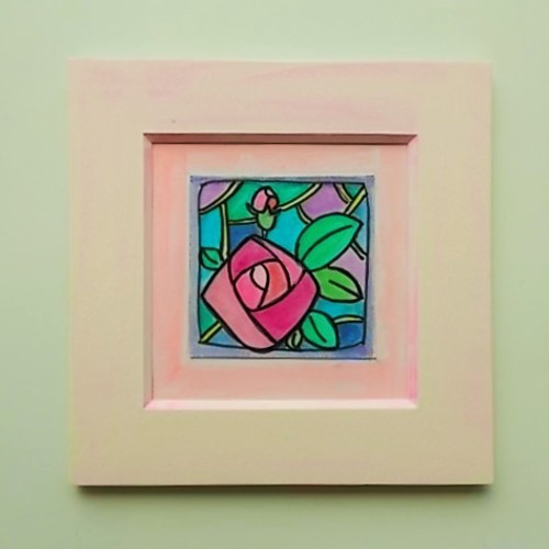 絵画 インテリア 水彩画 額絵 花の絵 ローズ バラ PN 絵画 susa-art