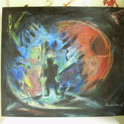 絵画 インテリア 油絵 宙 ソラ　私の住む星 4枚目の画像