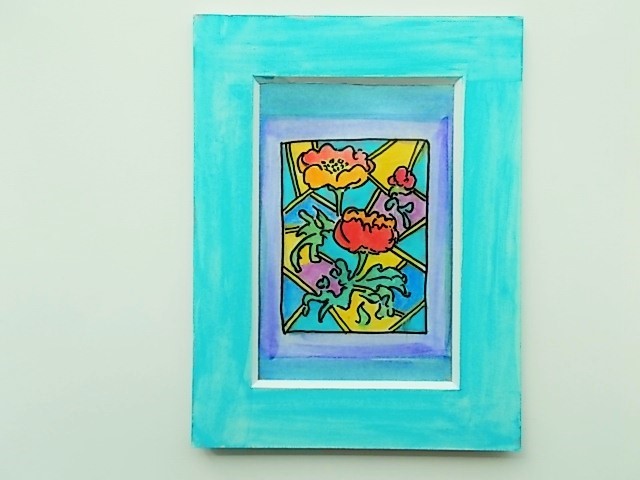 絵画 インテリア 水彩画 額絵 花 ポピー 絵画 susa-art 通販