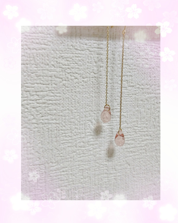 *｡꙳‧˚ 桜ドロップ ロング ピアス *.+ﾟ (イヤリング可) 4枚目の画像