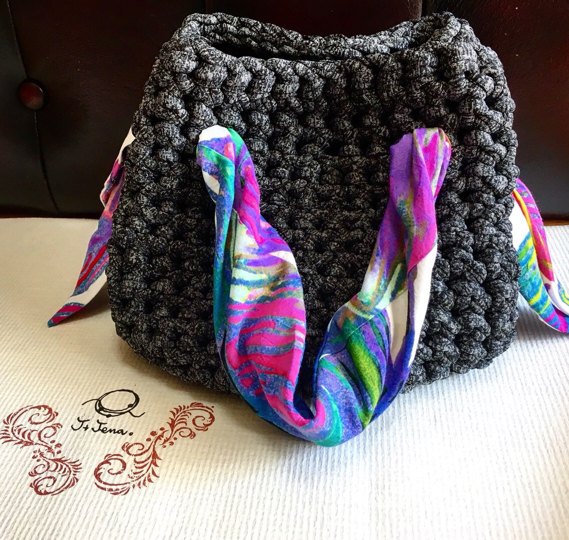 ファブリックヤーントートバッグ(グレー)