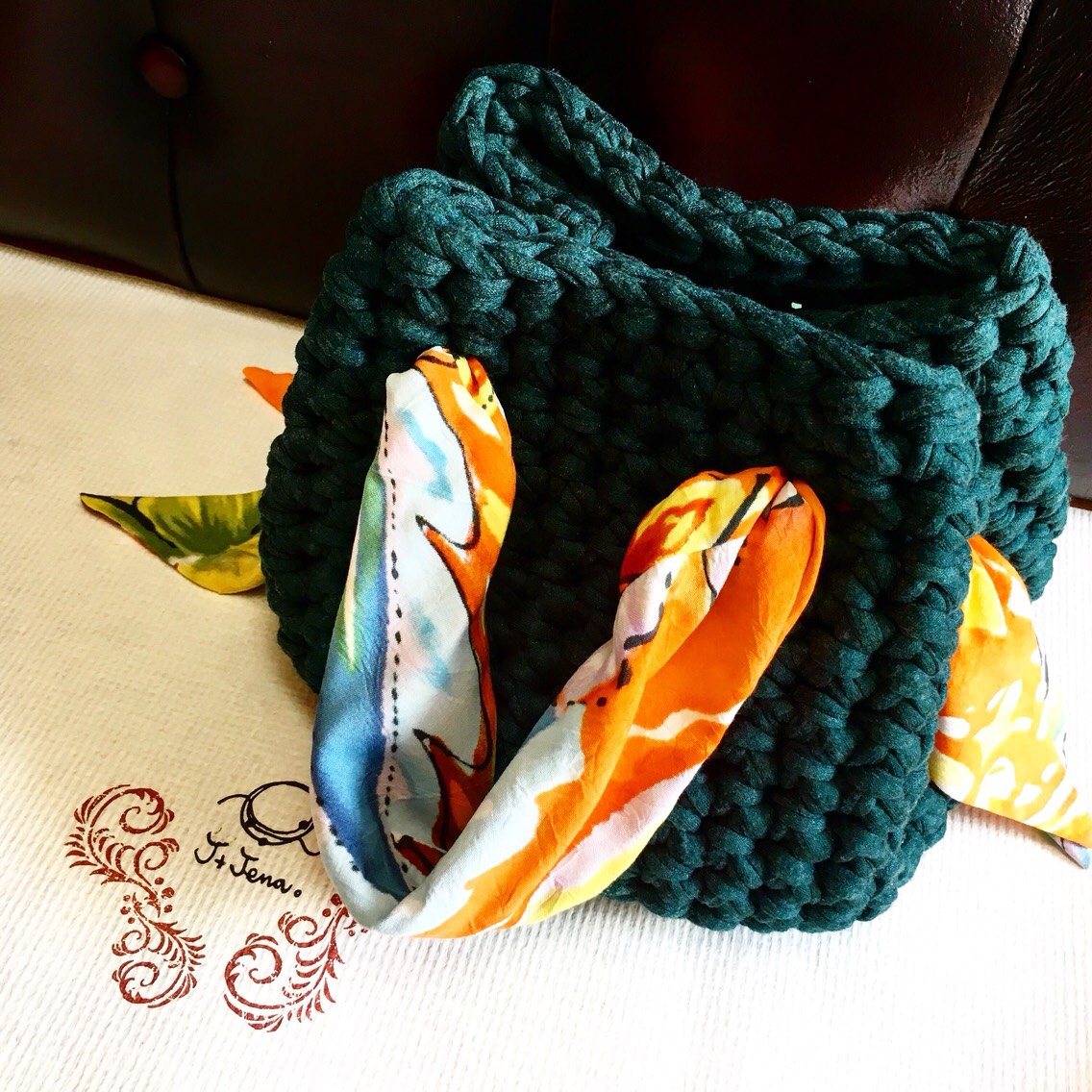 ファブリックヤーントートバッグ(グリーン)