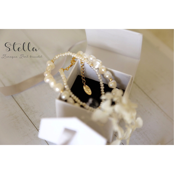 ✩ 世界に一つだけのブレス ✩Baroque perl bracelet * 2連バロックパールブレスレット 1枚目の画像