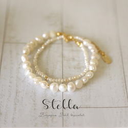 ✩ 世界に一つだけのブレス ✩Baroque perl bracelet * 2連バロックパールブレスレット 4枚目の画像