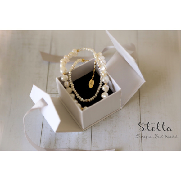 ✩ 世界に一つだけのブレス ✩Baroque perl bracelet * 2連バロックパールブレスレット 5枚目の画像