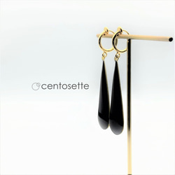 [Resale] Black &amp; Gold Drop Hoop Earrings / Surgical Stainles 第4張的照片