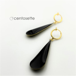 [Resale] Black &amp; Gold Drop Hoop Earrings / Surgical Stainles 第8張的照片