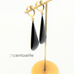 [Resale] Black &amp; Gold Drop Hoop Earrings / Surgical Stainles 第9張的照片