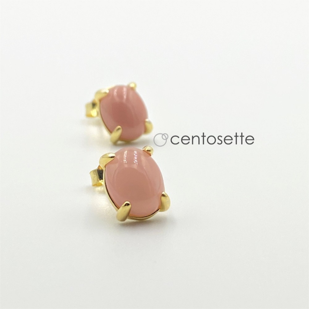 【再販】ジューシーカラーのグァバクォーツLサイズの4本爪シンプルSV925スタッドピアス/ピアス金具カラー変更可