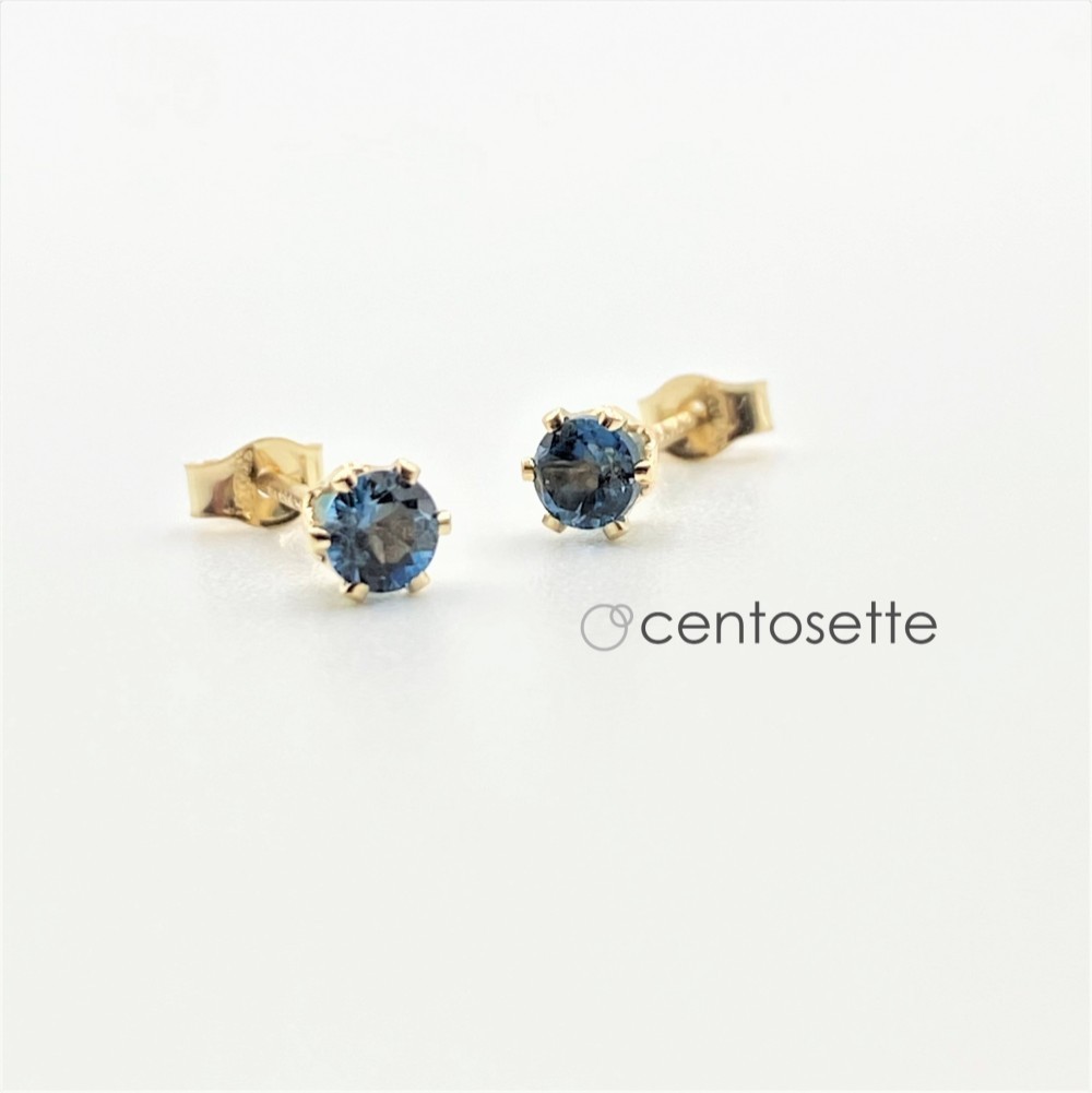 【再販】ロンドンブルートパーズの14KGF6本爪スタッドピアス/サージカルステンレス・SV925・イヤリング等へ変更可