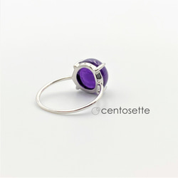 二月生日石 豐滿圓形紫水晶 4 爪簡約 SV925 戒指/戒指底色多變 第3張的照片