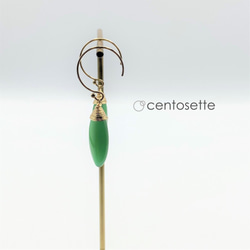亮綠色縟瑪瑙14KGF圓鉤耳環/手術不鏽鋼耳環可換金屬配件 第6張的照片