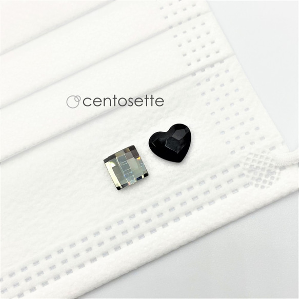 [Resale] 可選 2 件套 ・L Heart &amp; Square Swarovski Mask Charm/Pier 第1張的照片