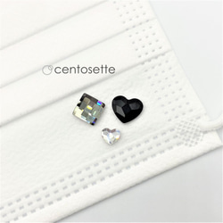 [Resale] 可選 2 件套 ・L Heart &amp; Square Swarovski Mask Charm/Pier 第7張的照片