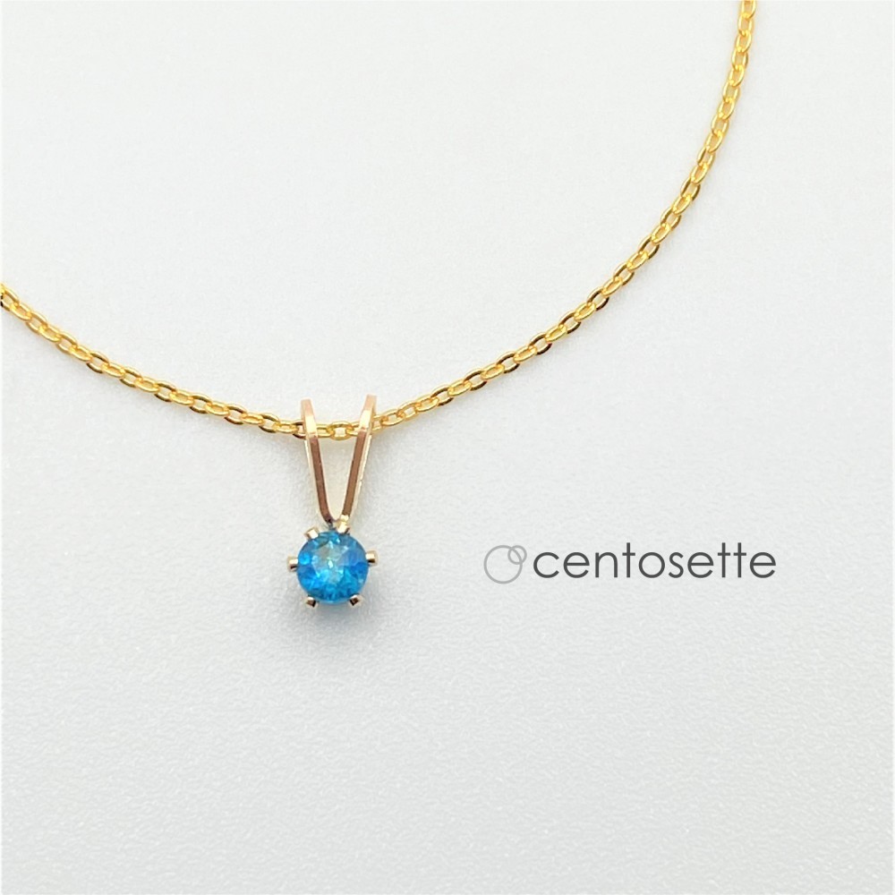 【再販】ネオンブルーアパタイト14KGFプチネックレス/サージカルステンレスへ変更・チェーン延長・アジャスターへ変更可 6,304円