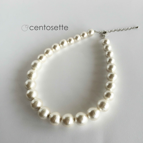 [Resale] Volumous white cotton pearl choker項鍊/顏色可選 第2張的照片
