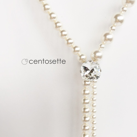 [再次上架] 水晶珍珠和水晶 Y 形項鍊，適合任何場合 第3張的照片