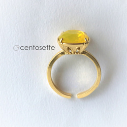 [再次上架] 色彩鮮豔的施華洛世奇戒指黃蛋白石 第1張的照片