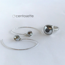 [再次上架] 別緻的銀色鉤形耳環，帶淺鉻施華洛世奇水晶 / 金屬配件可更換為外科不銹鋼 第5張的照片