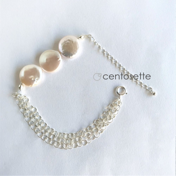 【再次上架】Cool Freshwater Pearl and SV925 Smart Chain 手鍊 第2張的照片