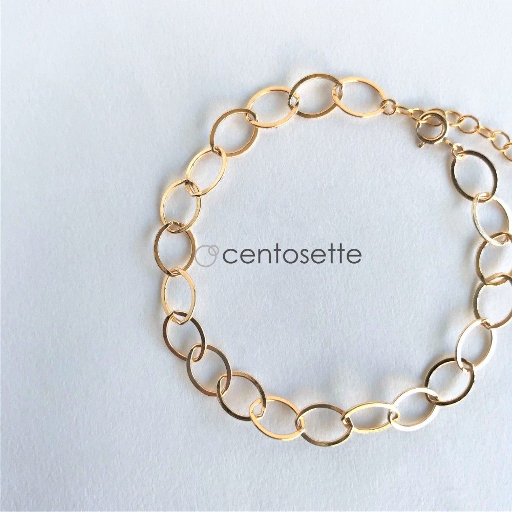 【再販】シンプル14KGFフラットチェーンブレス