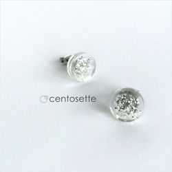 [再次上架] Clear circle twinkle glitter titanium earrings / Surgical 第2張的照片