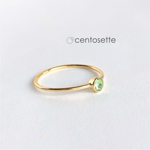 【再次上架】精緻金戒指鑲橄欖石施華洛世奇水晶/戒指底色可變 第5張的照片
