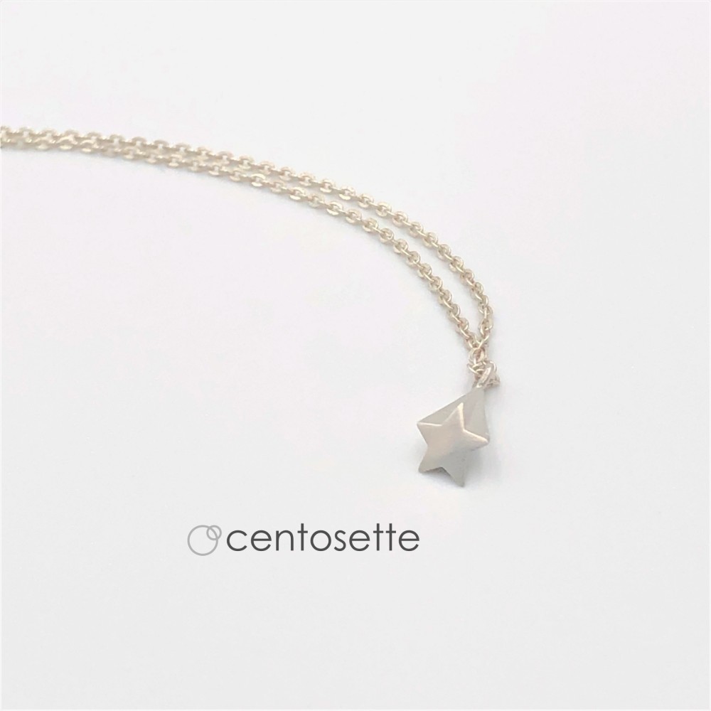 流星ペンダント マットシルバー/サージカルステンレスチェーンへ変更可・チェーン延長可