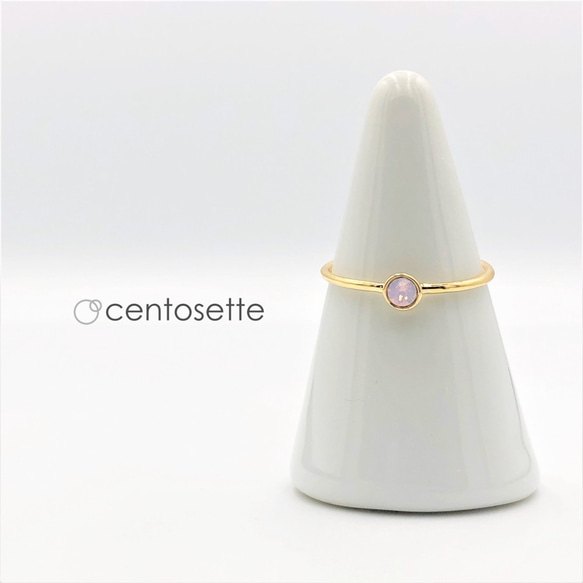 【再次上架】玫瑰水蛋白石施華洛世奇水晶精緻金戒指/戒指架顏色可更換 第1張的照片