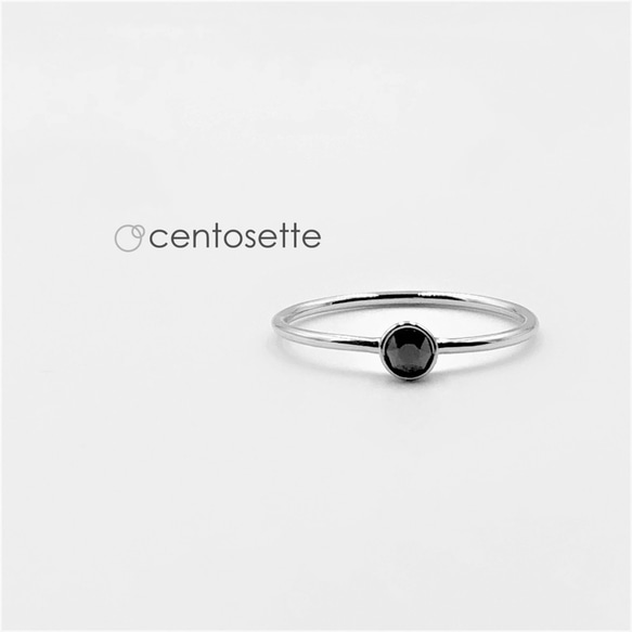 【再次上架】精緻銀戒指搭配黑玉赤鐵礦施華洛世奇水晶/戒指底色可變 第3張的照片