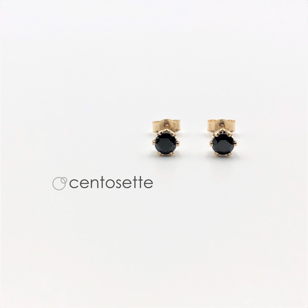 【再販】ブラックスピネルの14KGF6本爪スタッドピアス/サージカルステンレス・SV925・イヤリング等へ金具変更可 4,620円