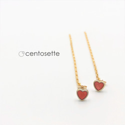 Vintage Petite Heart 14KGF Chain 3Way Earrings/金屬配件可更換為外科不銹鋼/金屬配 第2張的照片