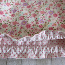 【受注製作】巾着サイズお選びください。花柄と無地濃いピンクの巾着袋　裏地付き　ピンク　入園入学 5枚目の画像