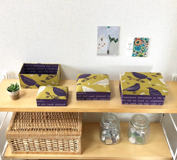 Birdシリーズ （Y）インテリアボックス　Lサイズ〈カルトナージュ〉（収納箱・裁縫箱）［仕切り箱別売り］ 4枚目の画像