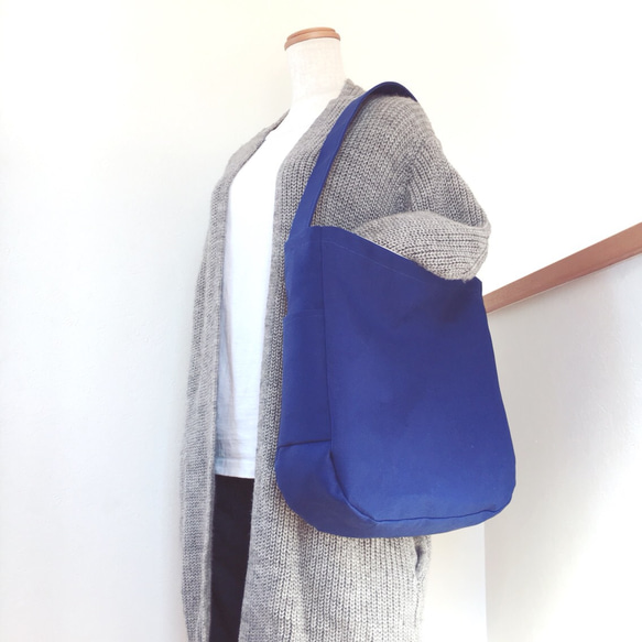 帆布✽單肩包（藍色） 第2張的照片