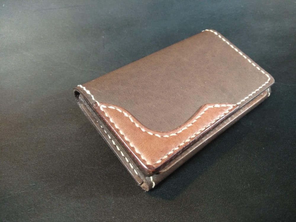 名刺入れ　コンビヌメ　【飾り有り】　(焦げ茶×キャメル)