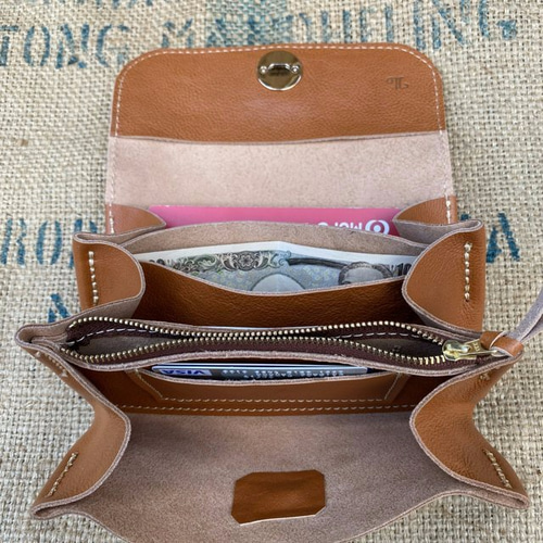 金具がかわいい長財布/本革のハンドメイド財布/大きな長財布/jaba-hine