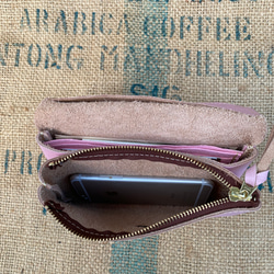 可愛いピンクの本革で作った長財布/とても大きな長財布/big-miru-pink 5枚目の画像